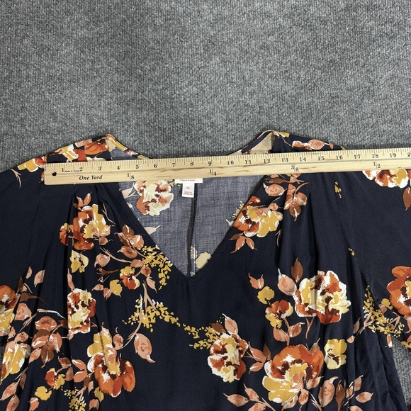 Isabel Maternity Blouse Womens XL Navy Floral V-Neck Kimono Sleeve Tie Waist - Picture 8 of 14